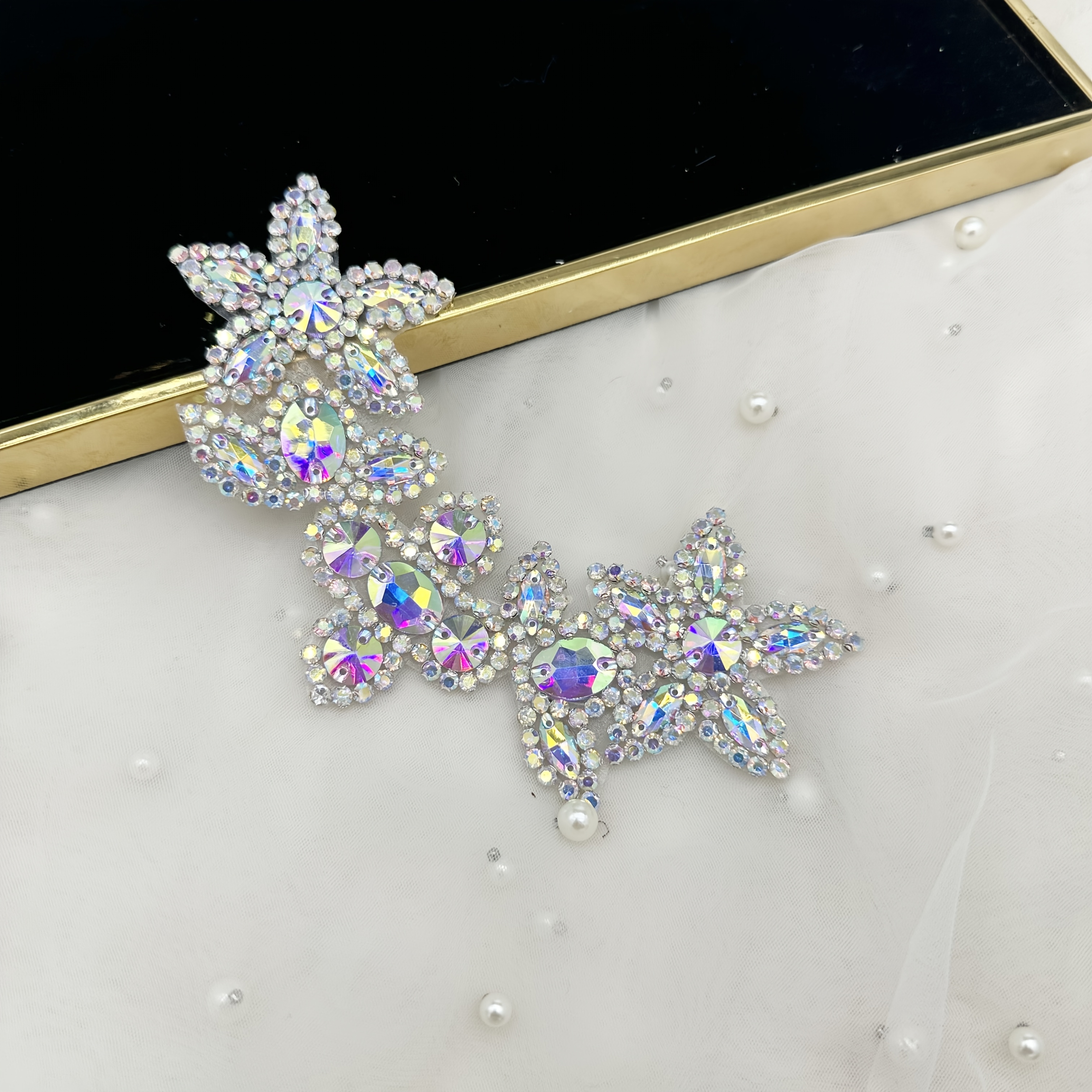 Crystal Glass Buckle Hand-Sewn Drill Flower for Dresses
